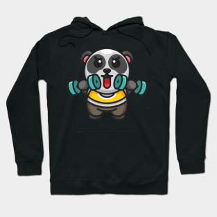 Cute panda lifting dumbbells Hoodie